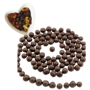 Drageado de uva passa coberta com chocolate ao leite